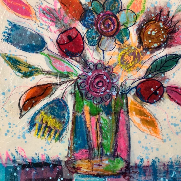 Original Mixed media floral art - Picture 6 of 6